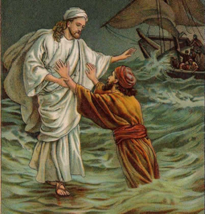 Jesus rescues Peter