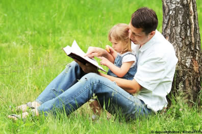 Reading Bible to child