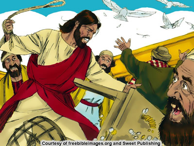 Jesus drives out moneychangers