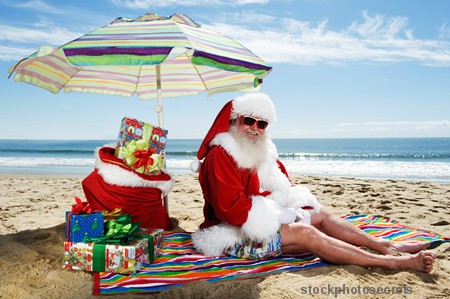 santa on beach